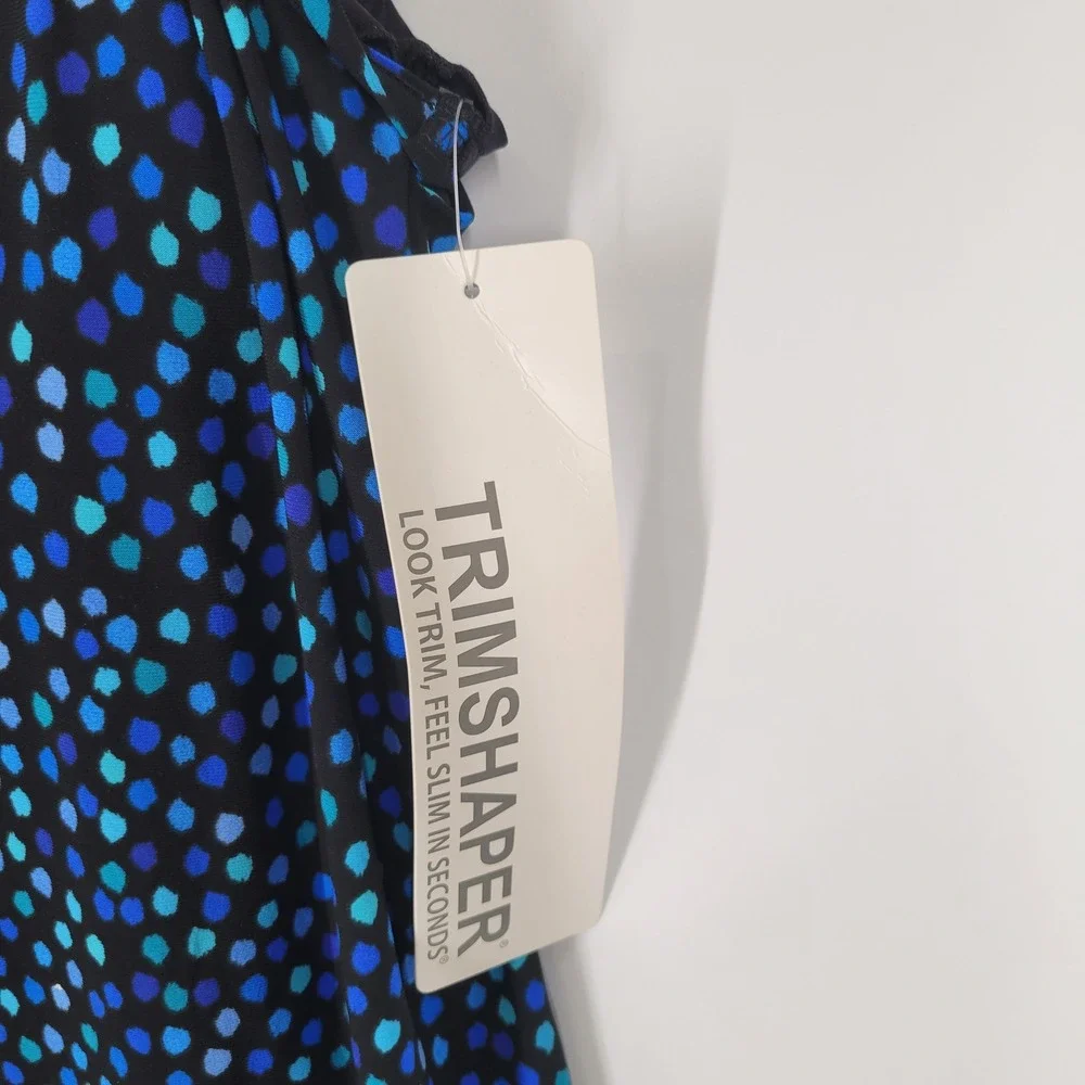 TRIMSHAPER Blue Multi Dot Tankini Swim Top Women's Size 12 NEW - Picture 5 of 8